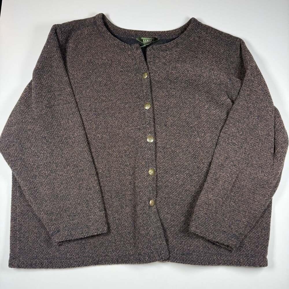 L.L. Bean Vintage Women's Brown Textured Cardigan Sweater Size 2X